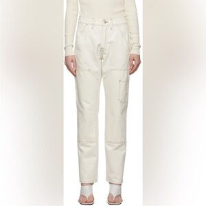 NWT Frame Denim Le Slouch White With Contrast Stitching Carpenter Jean Size 27